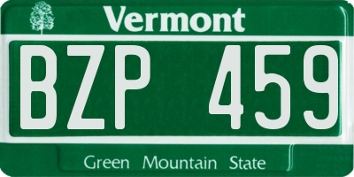 VT license plate BZP459