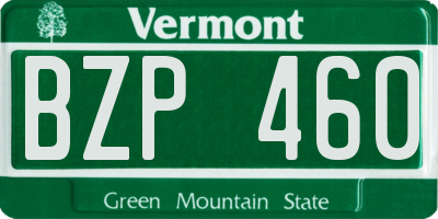 VT license plate BZP460