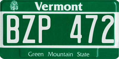 VT license plate BZP472