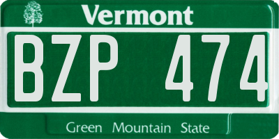 VT license plate BZP474