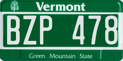 VT license plate BZP478