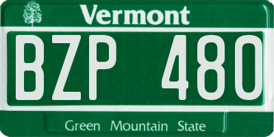 VT license plate BZP480