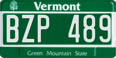 VT license plate BZP489