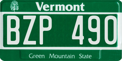 VT license plate BZP490