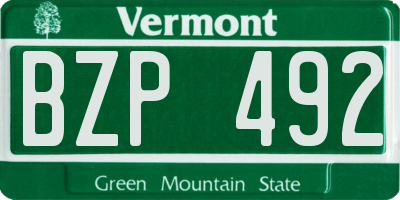 VT license plate BZP492