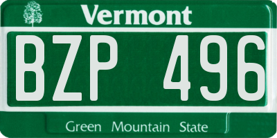 VT license plate BZP496