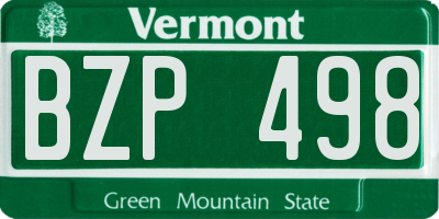 VT license plate BZP498