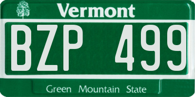 VT license plate BZP499
