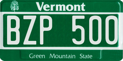 VT license plate BZP500
