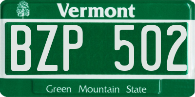 VT license plate BZP502