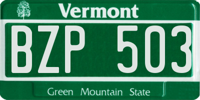 VT license plate BZP503