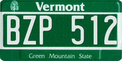 VT license plate BZP512