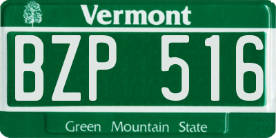 VT license plate BZP516