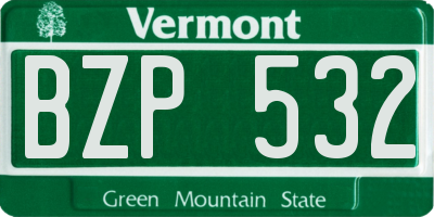 VT license plate BZP532