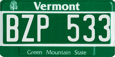 VT license plate BZP533