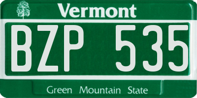 VT license plate BZP535