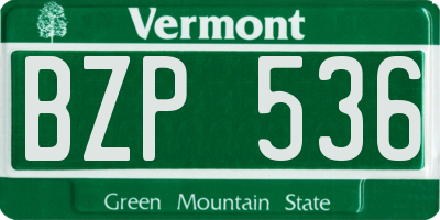 VT license plate BZP536