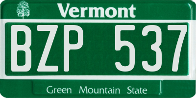 VT license plate BZP537