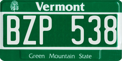 VT license plate BZP538