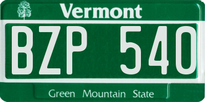 VT license plate BZP540