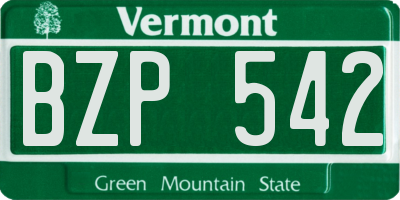 VT license plate BZP542