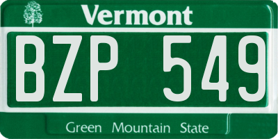 VT license plate BZP549