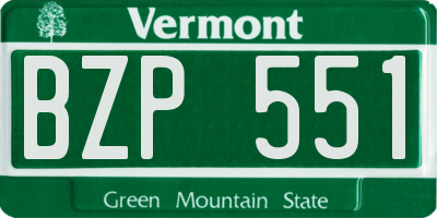 VT license plate BZP551