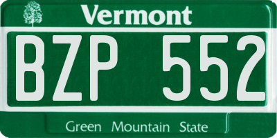 VT license plate BZP552