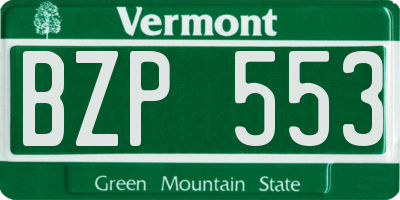 VT license plate BZP553