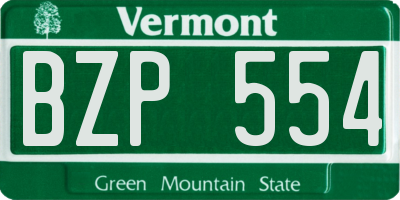 VT license plate BZP554