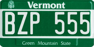 VT license plate BZP555