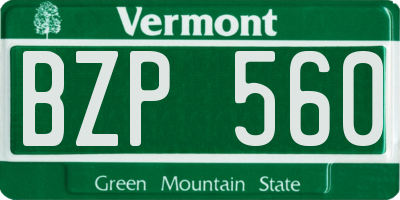 VT license plate BZP560