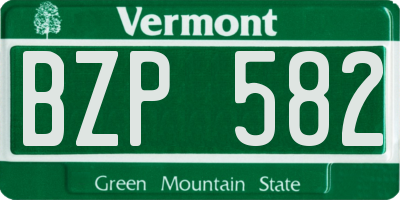VT license plate BZP582