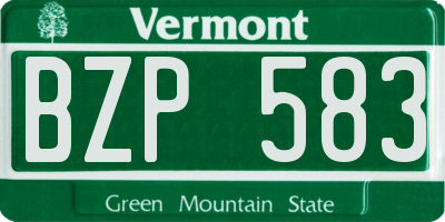 VT license plate BZP583