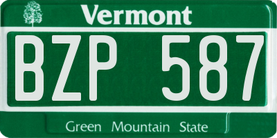 VT license plate BZP587