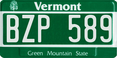 VT license plate BZP589