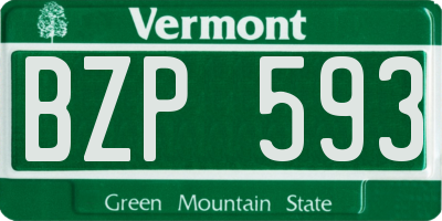 VT license plate BZP593