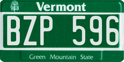 VT license plate BZP596