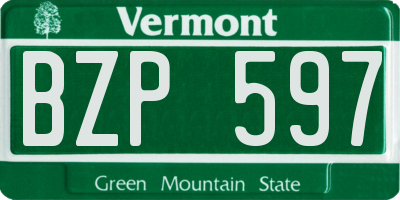 VT license plate BZP597