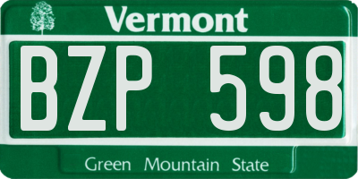 VT license plate BZP598