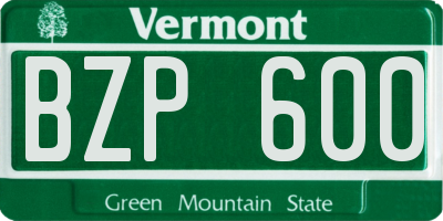 VT license plate BZP600