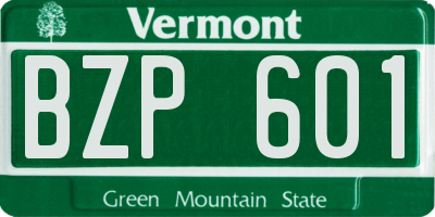 VT license plate BZP601