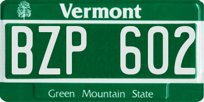 VT license plate BZP602