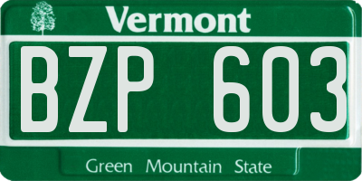 VT license plate BZP603
