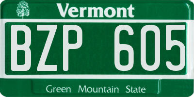 VT license plate BZP605