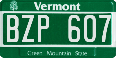VT license plate BZP607