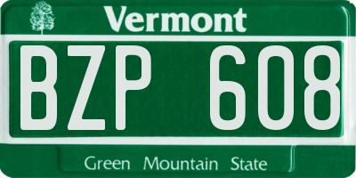 VT license plate BZP608