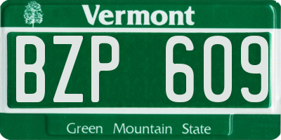 VT license plate BZP609