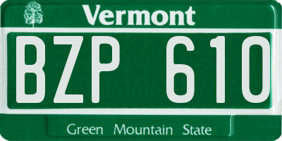 VT license plate BZP610