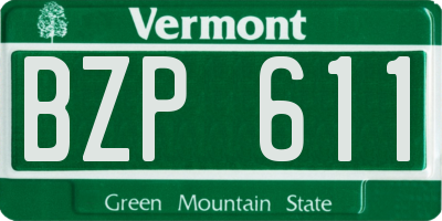 VT license plate BZP611